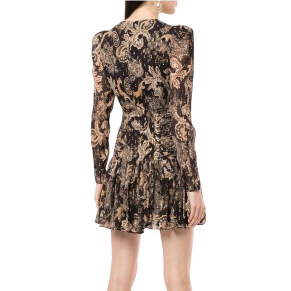 Thurley Faithful Corset Silk Blend Long Sleeve Paisley Print Dress SMALL - Picture 2 of 11